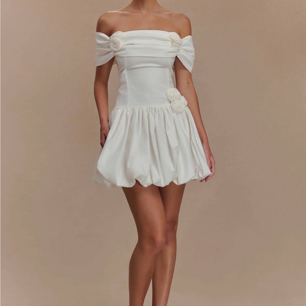 Meshki Off-Shoulder White Mini Dress